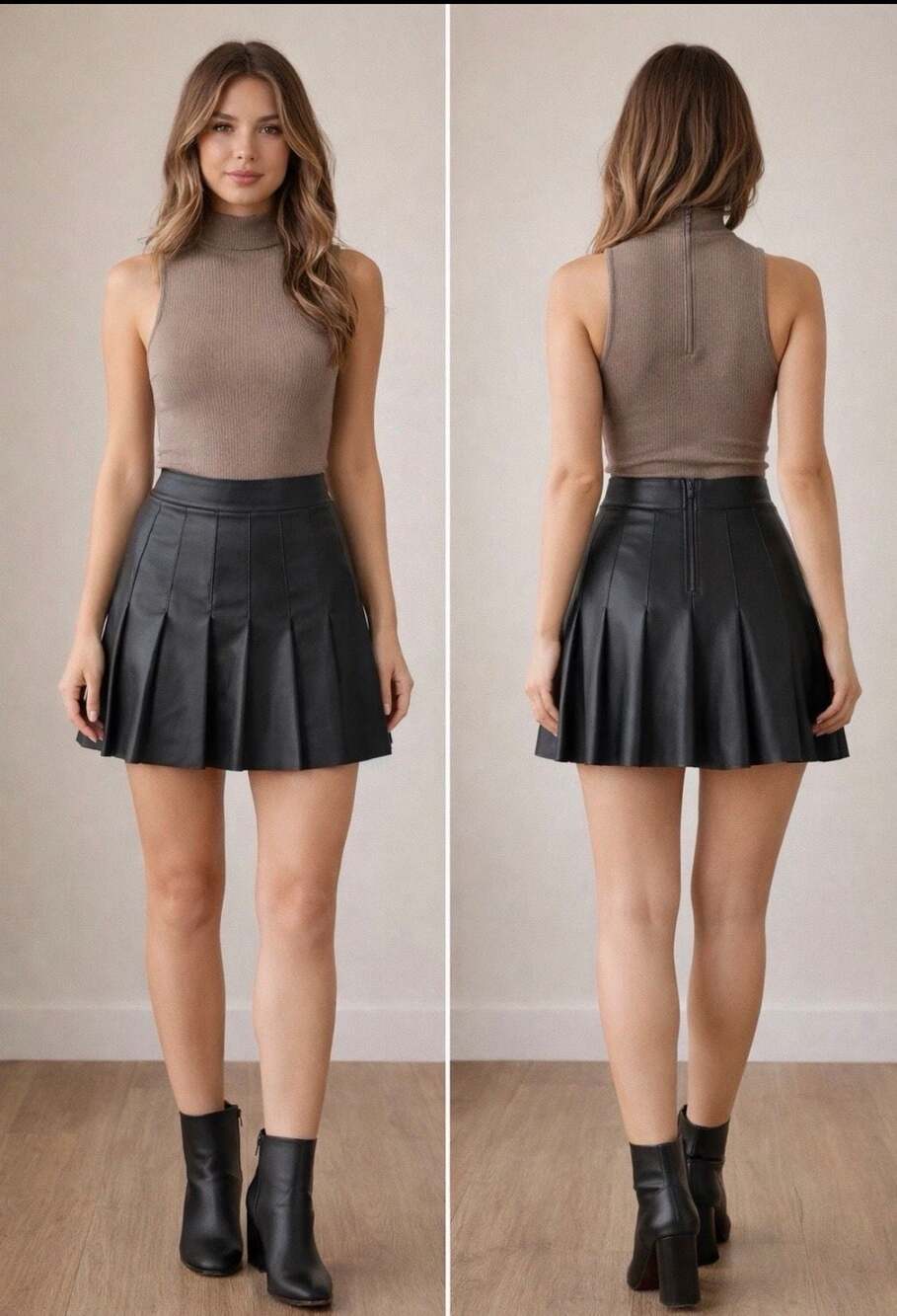 Abercrombie & Fitch Faux Leather Pleated Mini Skirt Black Size Small